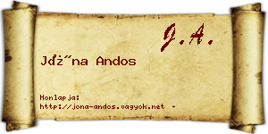 Jóna Andos névjegykártya